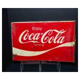 Coca-Cola Metal Sign & Straw Coke Hat – 2 Piece Lot