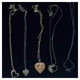 Heart Pendant Necklaces & Gold-Filled Chain – Set of 5