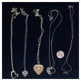 Heart Pendant Necklaces & Gold-Filled Chain – Set of 5