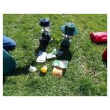 Two Kerosene Coleman Lanterns with Extra Mantels & Funnels