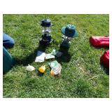 Two Kerosene Coleman Lanterns with Extra Mantels & Funnels