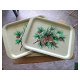 Eight 15 x 11 Serving Trays w/Evergreen Design
