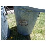 Two 18" Round x 24" Tall Metal Trash Cans with Lump Charcoal Bricks