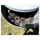 Two 18" Round x 24" Tall Metal Trash Cans with Lump Charcoal Bricks