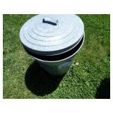 Two Metal Trash Cans with Lids Good Condition