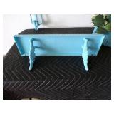 Set of 3 - Country Blue Shelf, Hanging Candle Holder & Basket with Artificial Flowers