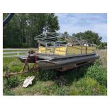 1985 Leisure Island Pontoon Boat Mercury 25XD & Trailer