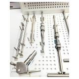 MSRP $5,000 RICHARDS AMBI ORTHOPEDIC SURGICAL INSTRUMENT TRAY, PLATE TAMPER, ADJUSTABLE ANGLE GUIDE, DRILL BITS & GUIDE PINS, INCOMPLETE SET, EXCELLENT CONDITION!