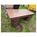 Office Desk (Has Feet) and Chairs, Including Metal Desk and Assorted Chairs