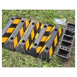 Lot of 6 Rubber Parking Curb Stops with Bolts Set - 6"x21"