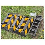 Lot of 6 Rubber Parking Curb Stops with Bolts Set - 6"x21"