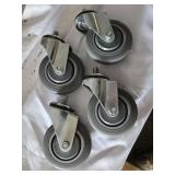 Lot of 4 Swivel Caster Wheels with Threaded Stem, 3" Wheels