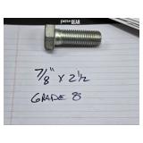 Lot of Approximately 80 Grade 8 Hex Head Bolts - 7/8" x 2-1/2"