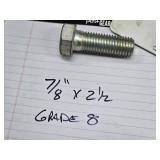Lot of Approximately 80 Grade 8 Bolts - 7/8" x 2.5"