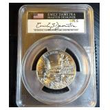 Matte 2022-P Damstra Hand Signed PCGS MS70 US Marine Corps Silver Coin, 1 of 229, 2.5 oz .999