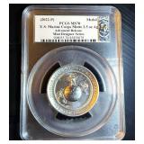 Matte 2022-P Damstra Hand Signed PCGS MS70 US Marine Corps Silver Coin, 1 of 229, 2.5 oz .999