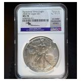 Burnished 2020-W Mercanti Hand Signed NGC MS 70 Silver Eagle, 1 of 381