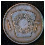 Peoria, IL Masonic R.A.M. Chapter Number 7 One Penny Token, Original Surfaces