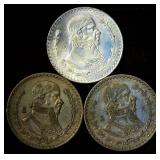 AU+/BU 1965 Mexico Un Peso, + (2) Circulated, Lowest Mintage in the Series, Blazing Luster