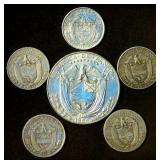 AU Panama 1966 Medio Balboa + (5) Silver 1/10th Balboas