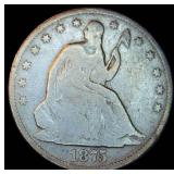 1875-CC Seated Liberty Half Dollar, G+/VG, Slight Luster