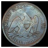 F/F+ 1856-P Seated Liberty Half Dollar, Original Surfaces, Slight Luster & Cabinet Toning, details
