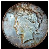Better Date 1928-S Silver Peace Dollar, Original Surfaces, Muted Luster, Slight Toning