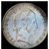 XF+ 1848-A Austria Silver 20 Kreuzer, Some Luster Remains, details