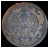 1762-K Austria 1 Kreuzer, Original Surfaces, 264 Years Old