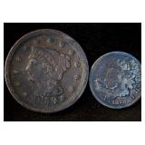 1853 Large & 1878 Indian Head Cents