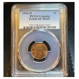Semi Key 1922-D Lincoln Penny, PCGS AU Detail, Red Brown, tooled (reverse)
