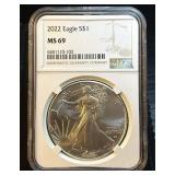 2022 Silver Eagle, NGC MS 69, Mint Fresh