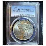 Uncirculated Semi-Key 1934-P Peace Dollar, PCGS UNC Details, See Description