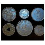 Uncirculated Swiss 1969 1/2 Franc + (5) Tougher Find World Coins