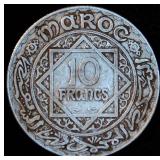 1934 Morocco Silver 10 Francs