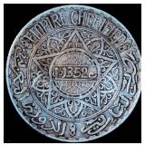 1934 Morocco Silver 10 Francs