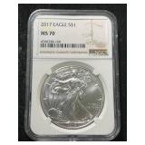 2017 AMERICAN SILVER EAGLE NGC MS70