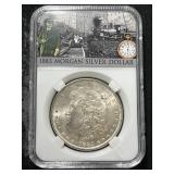 1883 US MORGAN SILVER DOLLAR SLABBED