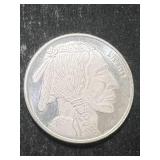 1 TROY OZ .999 FINE SILVER BUFFALO INDIAN ROUND