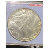1992 AMERICAN SILVER EAGLE 1 TROY OZ .999 FINE SILVER IN CASE