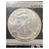 1999 AMERICAN SILVER EAGLE 1 TROY OZ .999 FINE SILVER IN CASE