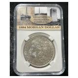 1884 US MORGAN SILVER DOLLAR SLABBED