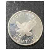 1 TROY OZ .999 FINE SILVER SUNSHINE MINTING ROUND
