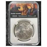 1886 US MORGAN SILVER DOLLAR SLABBED