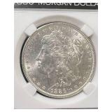1886 US MORGAN SILVER DOLLAR SLABBED