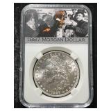 1887 US MORGAN SILVER DOLLAR SLABBED