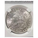 1887 US MORGAN SILVER DOLLAR SLABBED