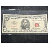 1963 US RED SEAL $5 BILL
