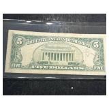 1963 US RED SEAL $5 BILL