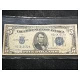1934D US BLUE SEAL $5 SILVER CERTIFICATE